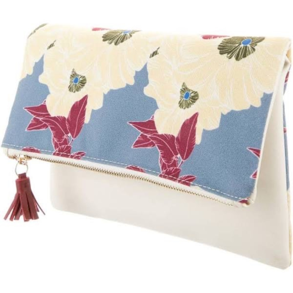Rachel Pally Canvas-Trimmed Leather Clutch